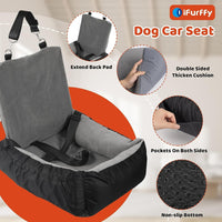 Dog Car Seat – Grey Booster Seat with Safety Leash & Storage