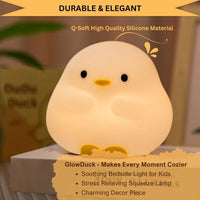 GlowDuck – Soft Silicone Touch Enabled Multiple Safe Brightness Levels Night Light Lamp