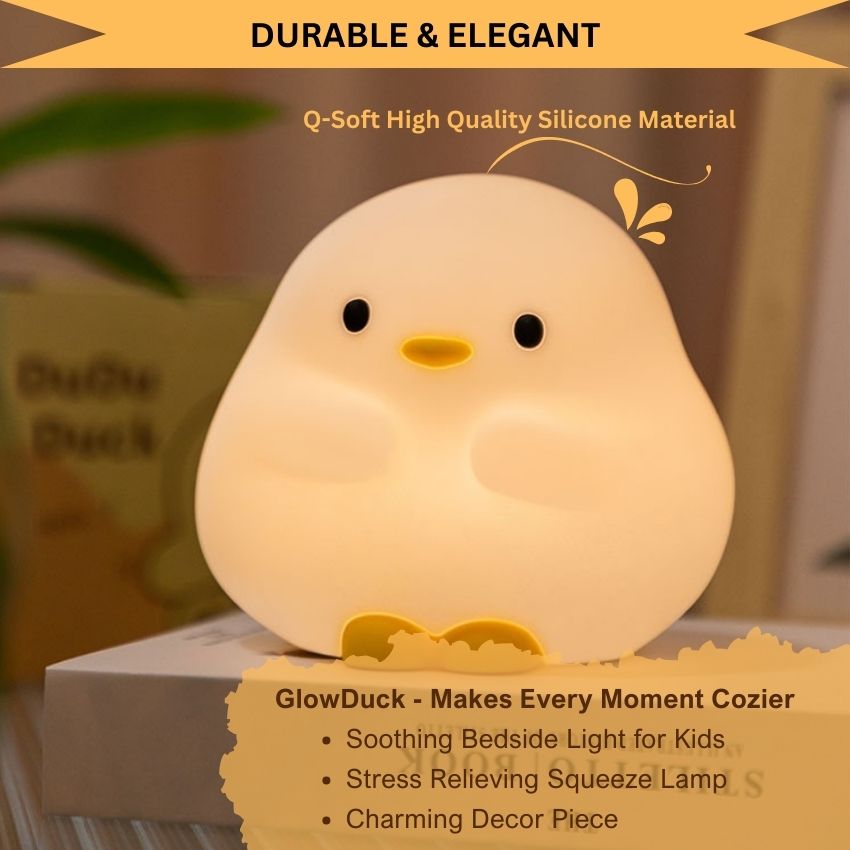 GlowDuck – Soft Silicone Touch Enabled Multiple Safe Brightness Levels Night Light Lamp