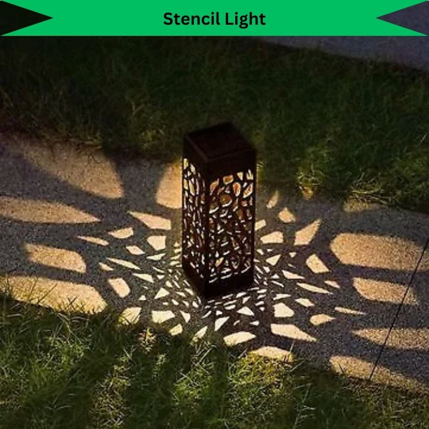 Stencil Light- Hollow Carved Solar LED Light, Garden Light, Pathway Light, Solar Outdoor Wireless Waterproof LED Night Light