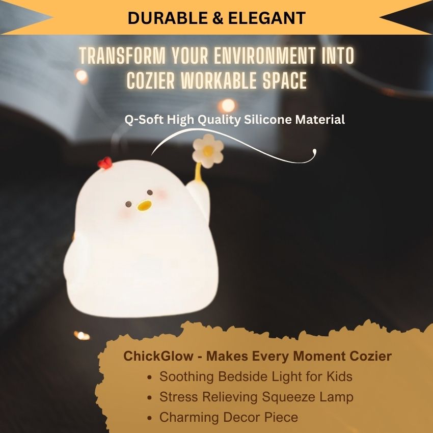 ChickGlow – Silicone Soft Touch Night Lamp with Three Safe Adjustable Brightness Levels