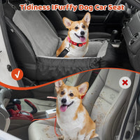 Dog Car Seat – Grey Booster Seat with Safety Leash & Storage