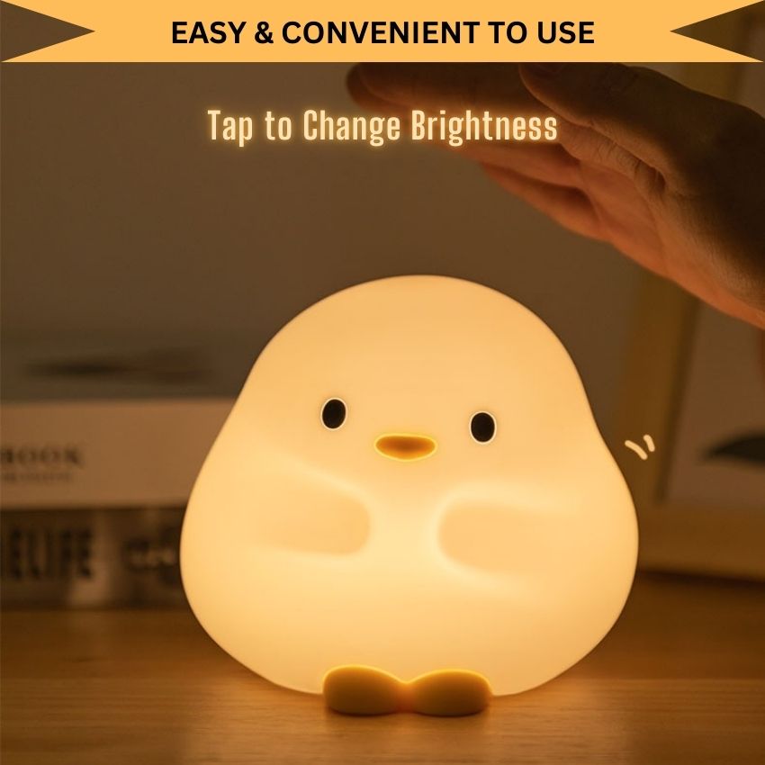 GlowDuck – Soft Silicone Touch Enabled Multiple Safe Brightness Levels Night Light Lamp