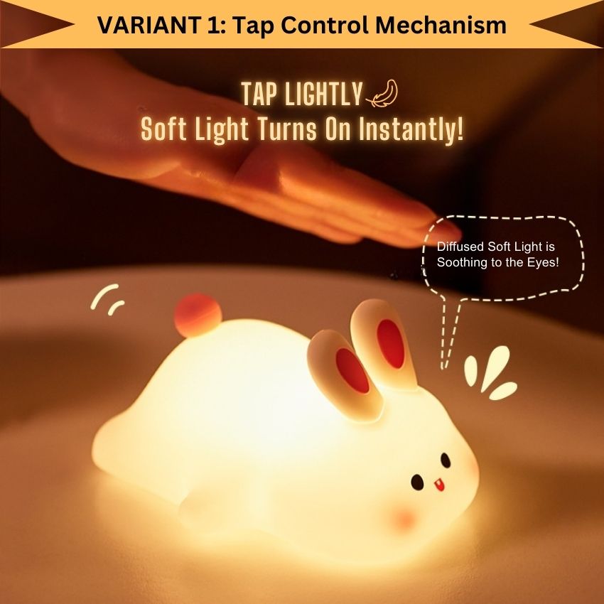 BunnyGlow – Soft Silicone Touch Enabled Multiple Safe Brightness Levels Night Light Lamp