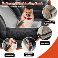 Dog Car Seat – Grey Booster Seat with Safety Leash & Storage