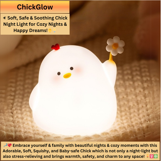ChickGlow – Silicone Soft Touch Night Lamp with Three Safe Adjustable Brightness Levels