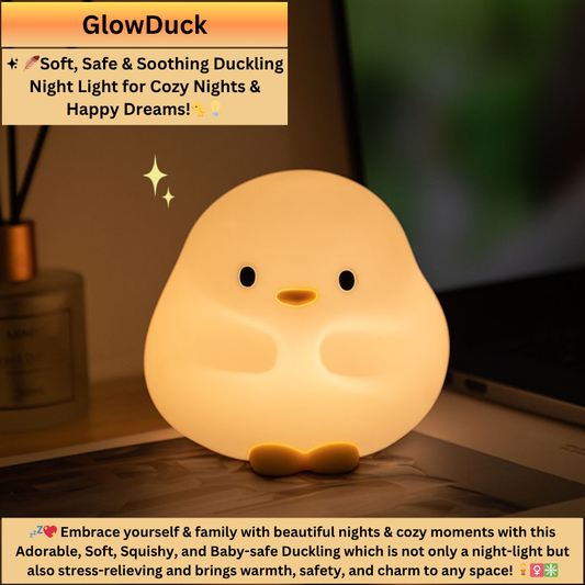 GlowDuck – Soft Silicone Touch Enabled Multiple Safe Brightness Levels Night Light Lamp