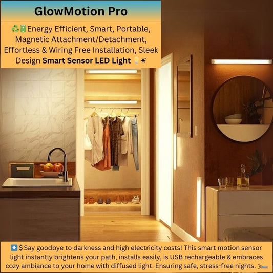 GlowMotion Pro - Smart Sensor Light With Multiple Adjustable Brightness Levels, Portable and Tool-Free Installation