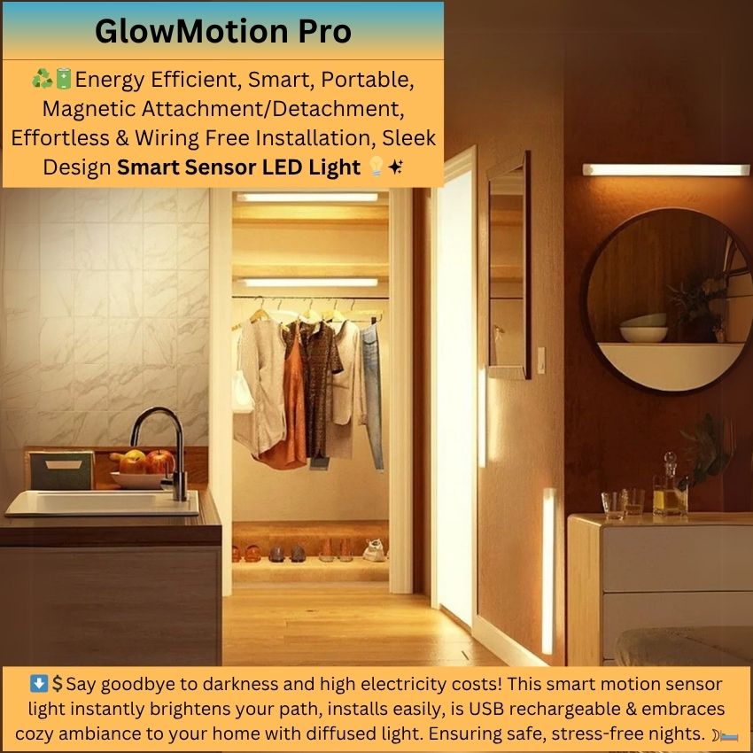 GlowMotion Pro - Smart Sensor Light With Multiple Adjustable Brightness Levels, Portable and Tool-Free Installation
