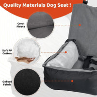 Dog Car Seat – Grey Booster Seat with Safety Leash & Storage