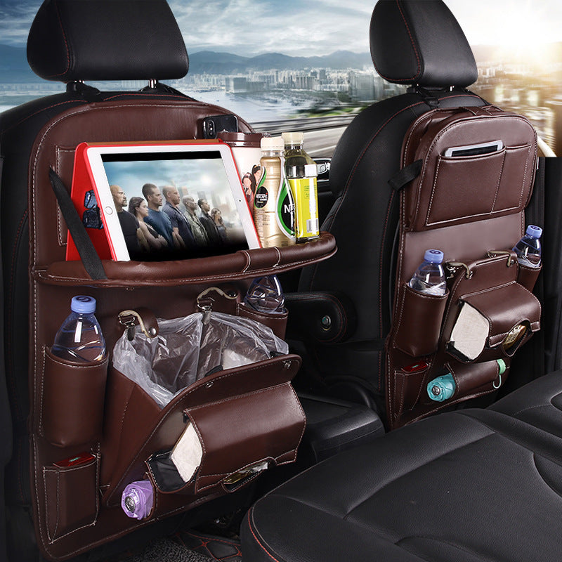PU Leather Car Seat Back Organizer Waterproof Storage Tray