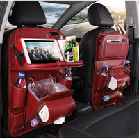 PU Leather Car Seat Back Organizer Waterproof Storage Tray
