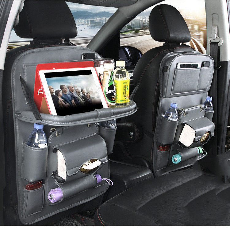 PU Leather Car Seat Back Organizer Waterproof Storage Tray