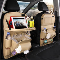 PU Leather Car Seat Back Organizer Waterproof Storage Tray