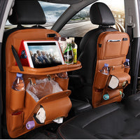 PU Leather Car Seat Back Organizer Waterproof Storage Tray