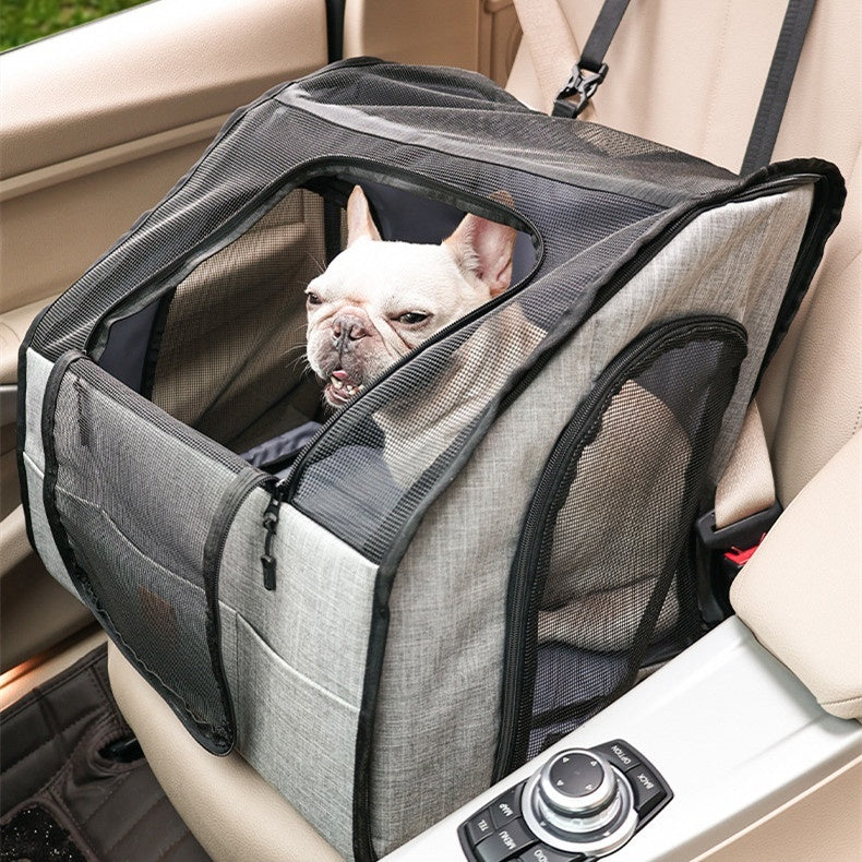 Portable Foldable Car Pet Cage with Waterproof Thickened Dog Mat