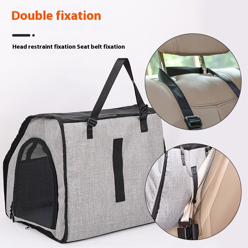 Portable Foldable Car Pet Cage with Waterproof Thickened Dog Mat