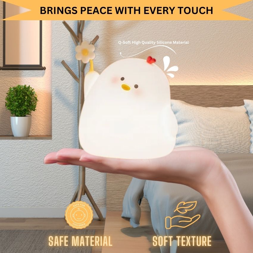 ChickGlow – Silicone Soft Touch Night Lamp with Three Safe Adjustable Brightness Levels