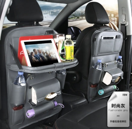PU Leather Car Seat Back Organizer Waterproof Storage Tray