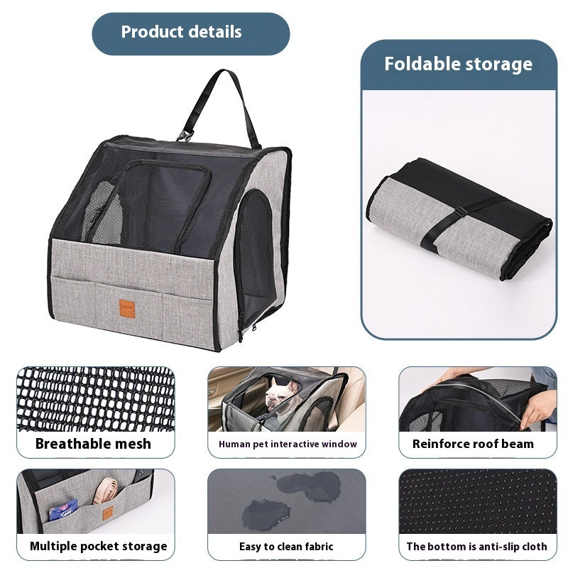 Portable Foldable Car Pet Cage with Waterproof Thickened Dog Mat